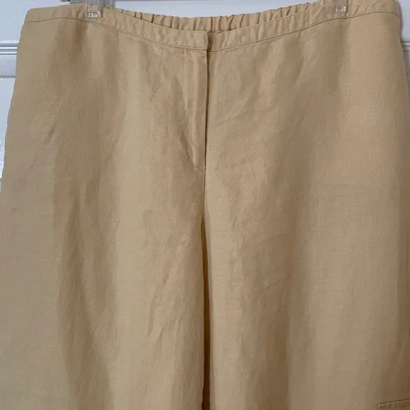 J. Jill Yellow Linen Crop Cargo Pants Bloomers Large Ruffle Trim - Picture 5 of 9